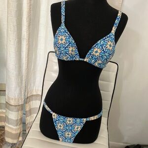 Blue Floral Bikini Set